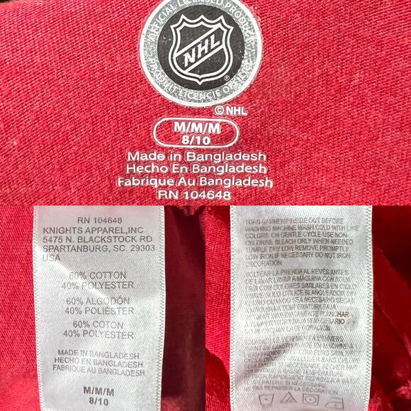 Detroit Red Wings NHL Red & Gray Raglan Sleeve Ringer Tee w/ Tie Neck Size Med - Picture 11 of 12
